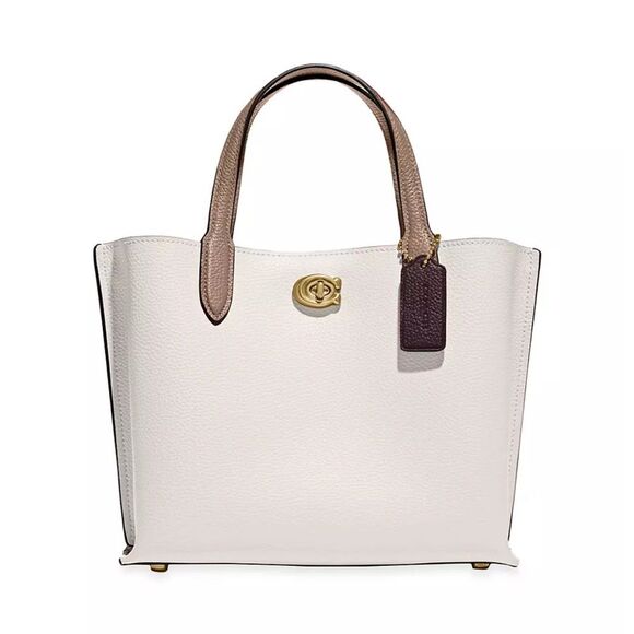 COACH Willow 24 Colorblock Leather Tote, Chalk, NWT - Picture 1 of 16